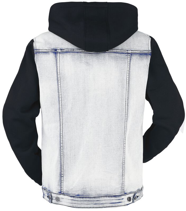 "Denim Jacket with Sweat Sleeves and Hood" Jeans Jacket blue-black by RED by EMP