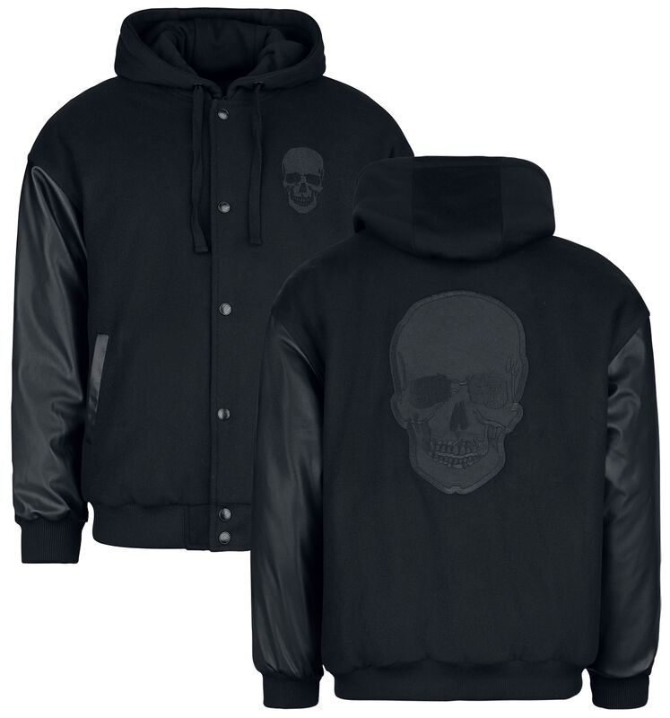 "Varsity jacket with faux leather details" Varsity Jacket black by Black Premium by EMP