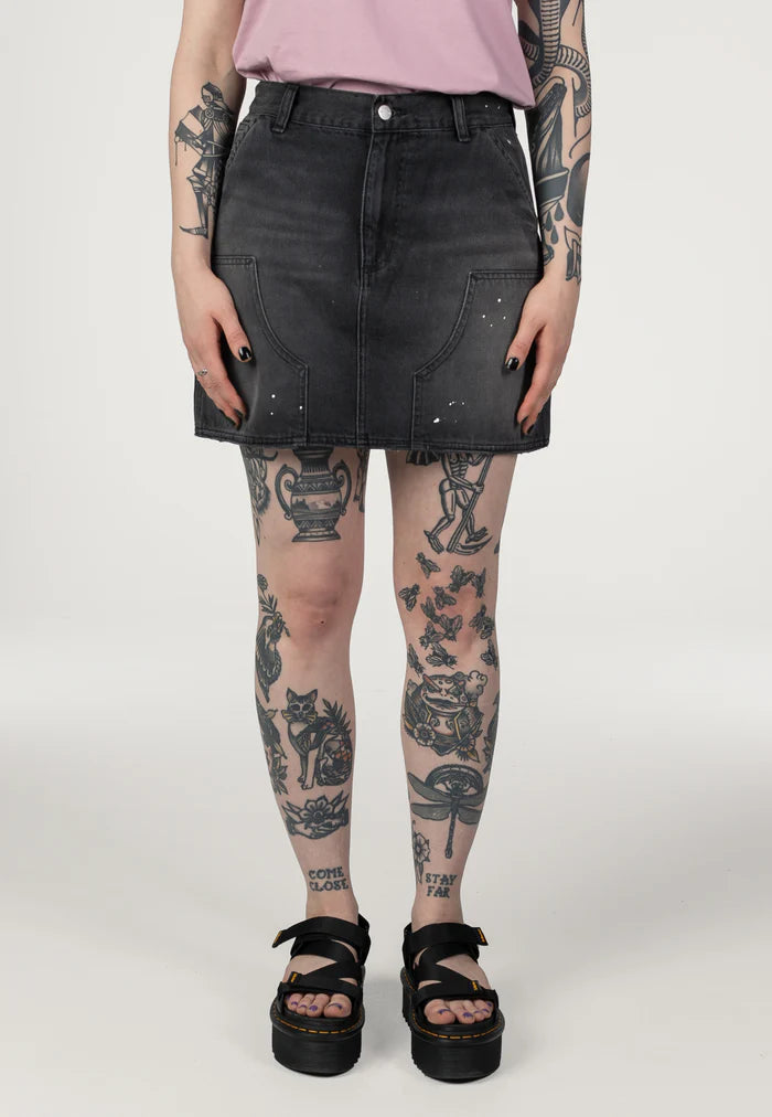 W' Maeve Double Knee Destroy Wash Black - Rock