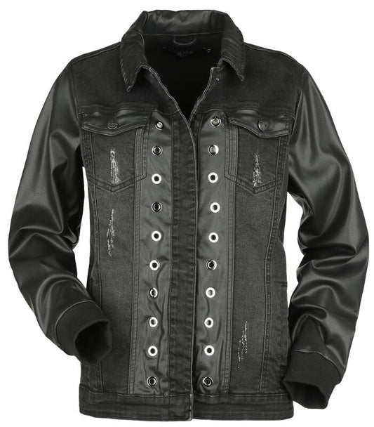 "Jeans Jacket With Faux Leather Details" Jeans Jacket black by Black Premium by EMP