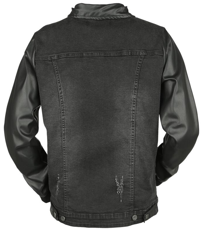 "Jeans Jacket With Faux Leather Details" Jeans Jacket black by Black Premium by EMP