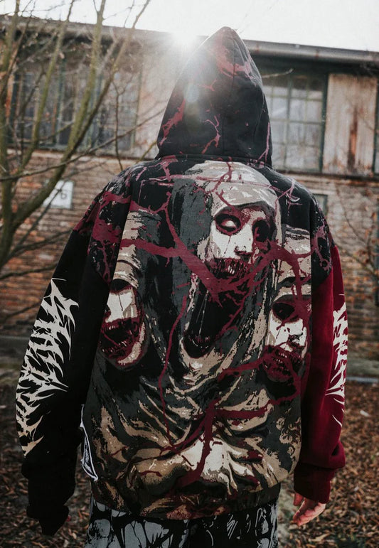 Tears Of God Heavy Oversized Black/Red - Hoodie