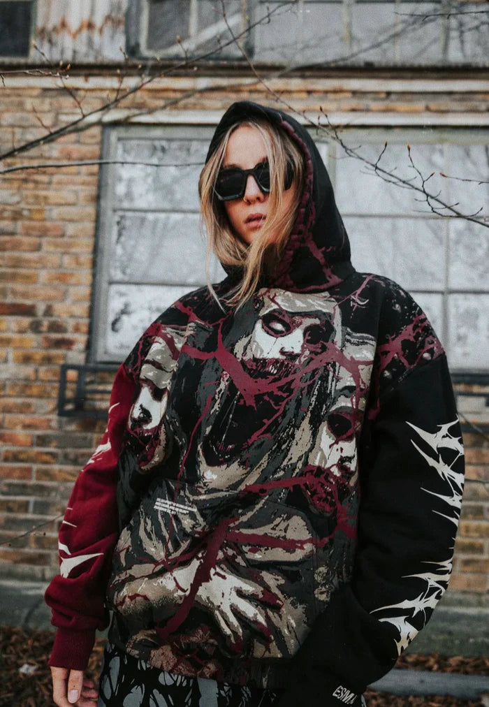 Tears Of God Heavy Oversized Black/Red - Hoodie