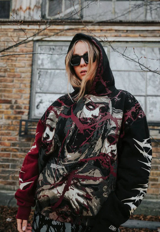 Tears Of God Heavy Oversized Black/Red - Hoodie